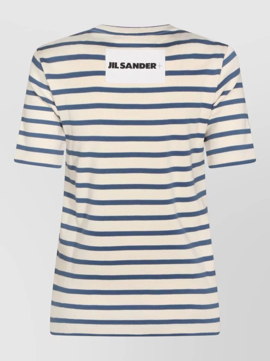 Jil Sander Crew Neck Striped Top Short Sleeves
