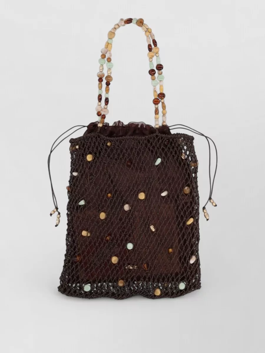 Cult Gaia beaded leather tote bag