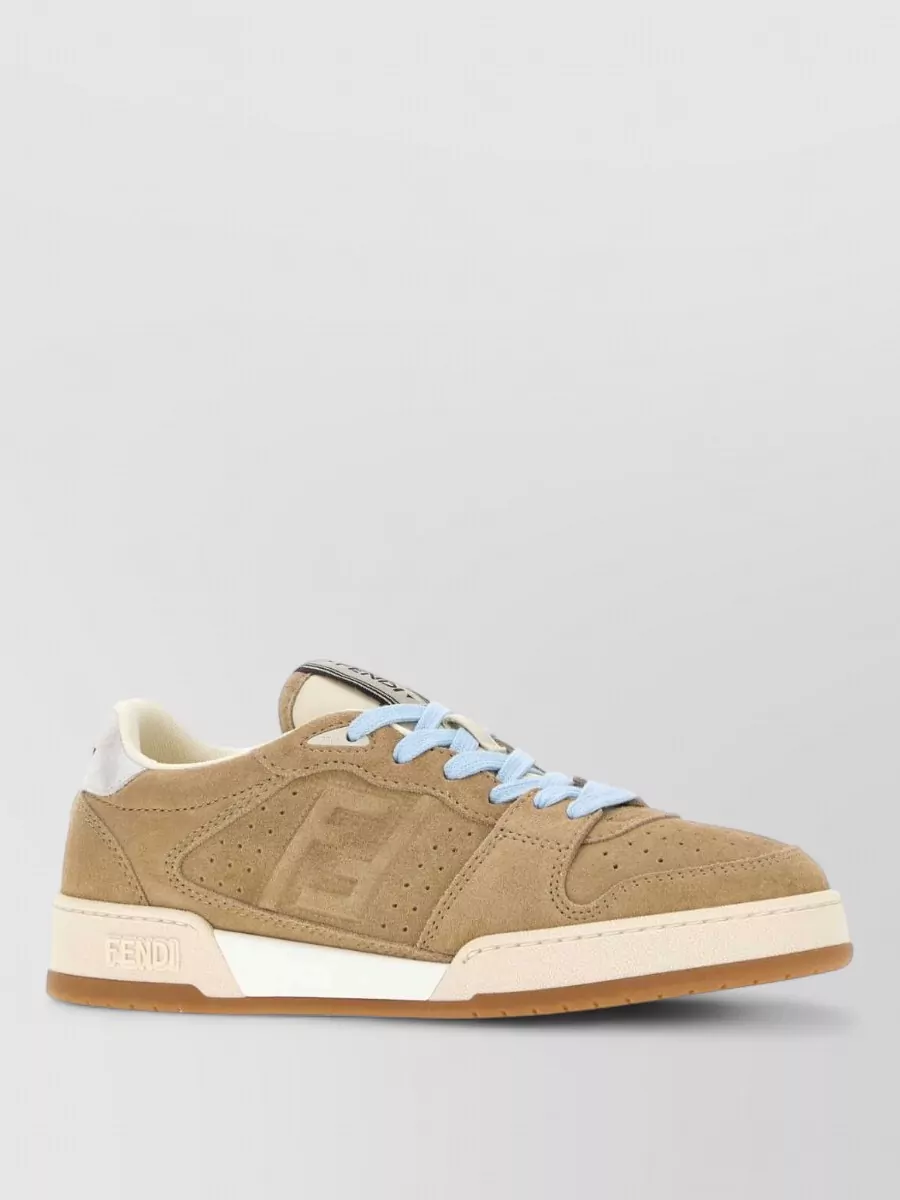 Fendi suede leather lace-up sneakers