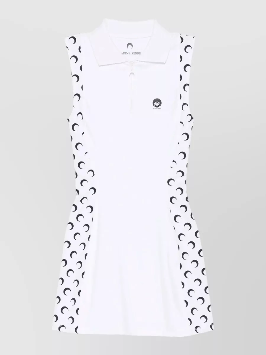 Marine Serre Ribbed sleeveless mini polo dress