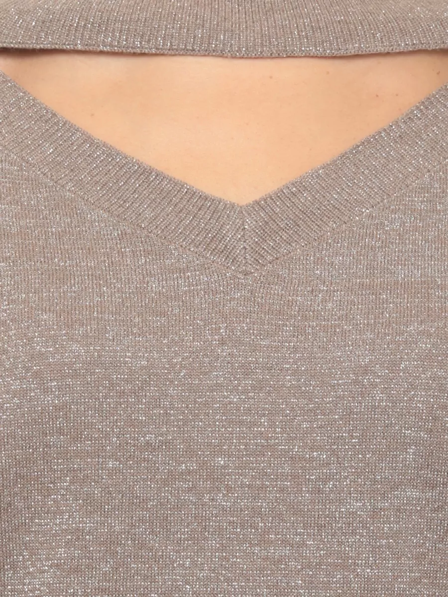D.exterior Ribbed Cutout Lurex Wool Sweater