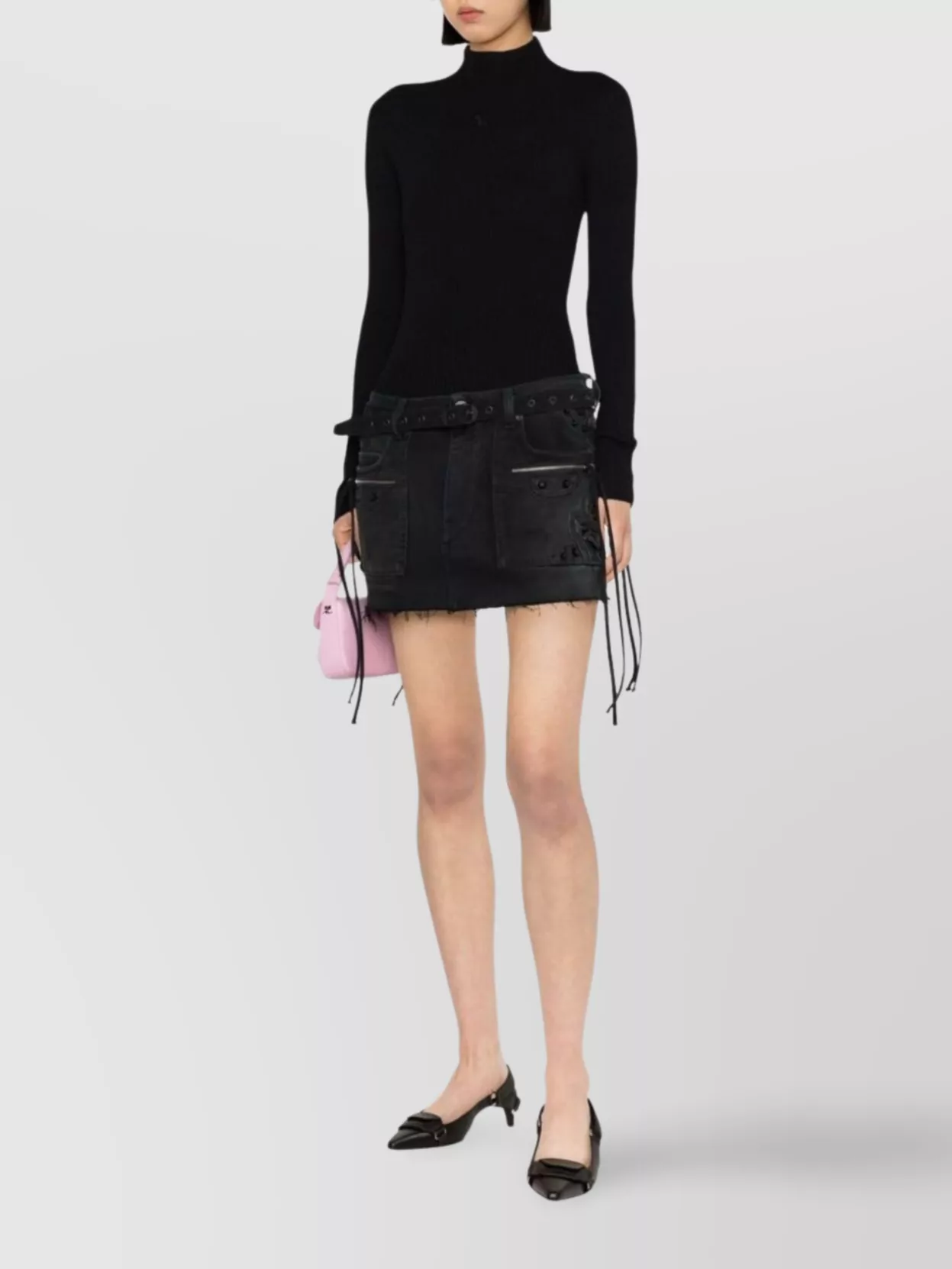 Shop Courrèges Turtleneck Knitwear Solar Sweater In Black