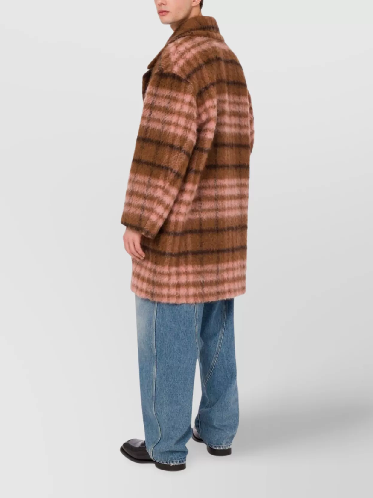 Moschino Double-Breasted Plaid Coat Notched Lapels
