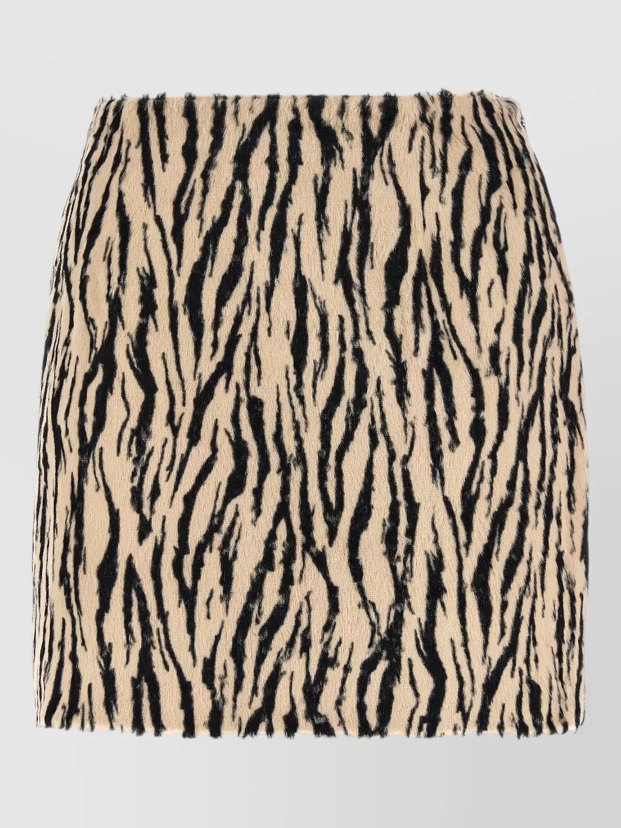 Rotate Birger Christensen printed faux fur mini skirt