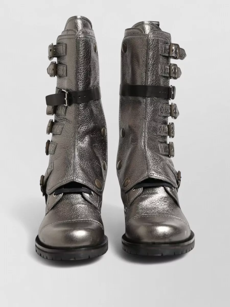 Dolce&Gabbana leather buckle combat boots