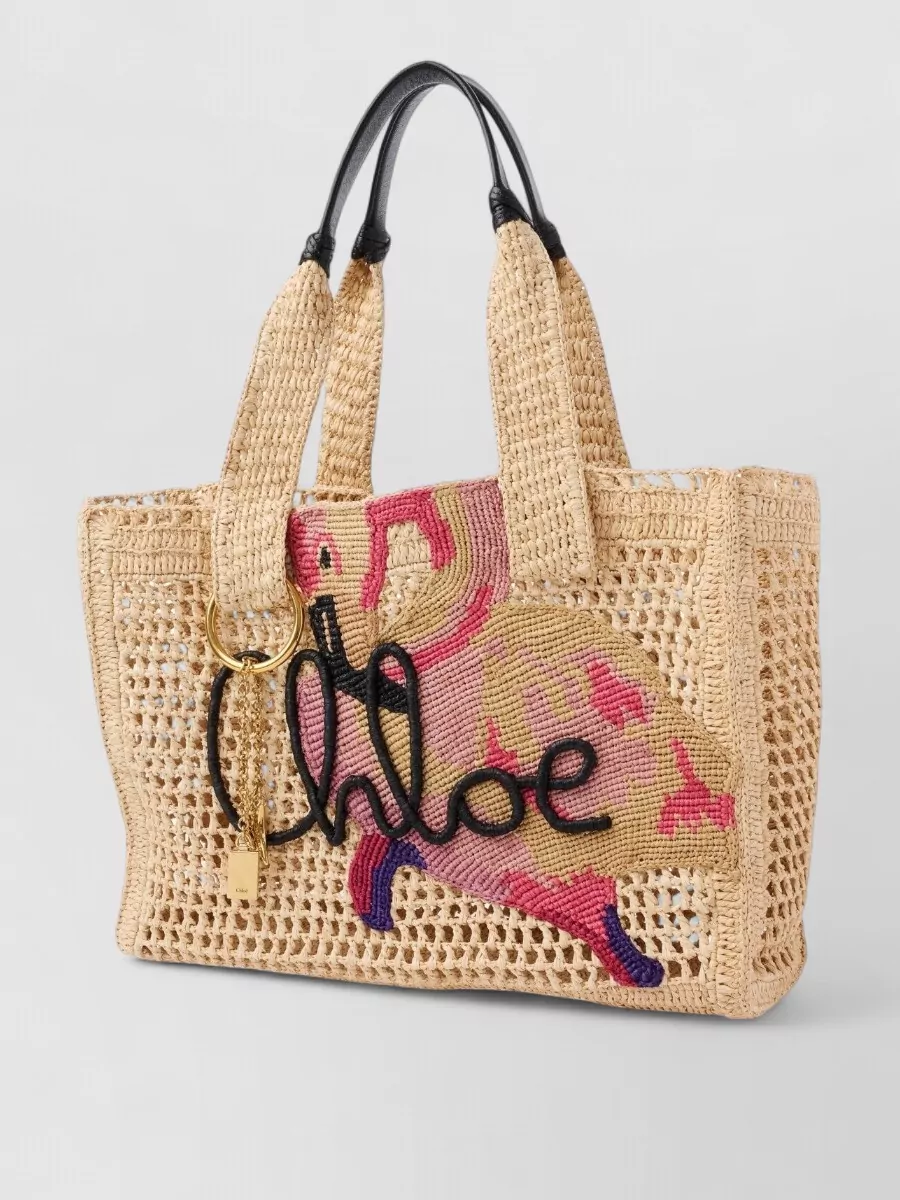 Chloé Summer Banana Raffia Tote Bag