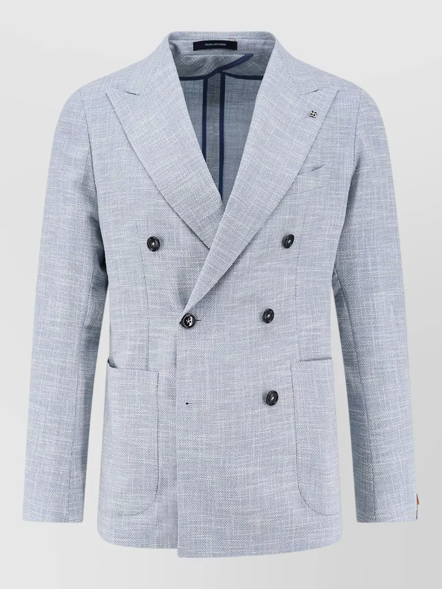 Tagliatore virgin wool silk cotton double-breasted blazer