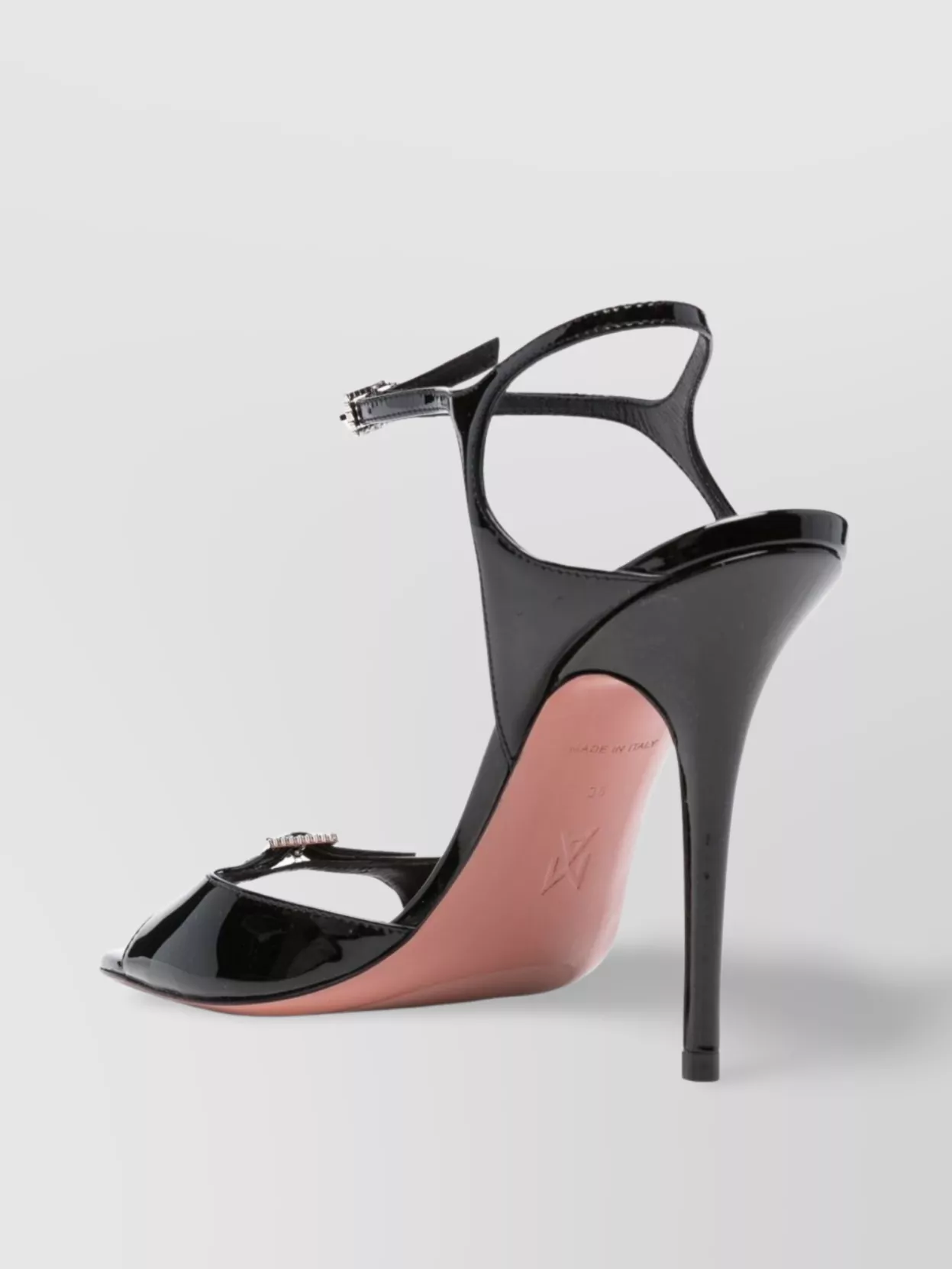 Amina Muaddi Adut Crystal-embellished Buckled Patent-leather Sandals In Black
