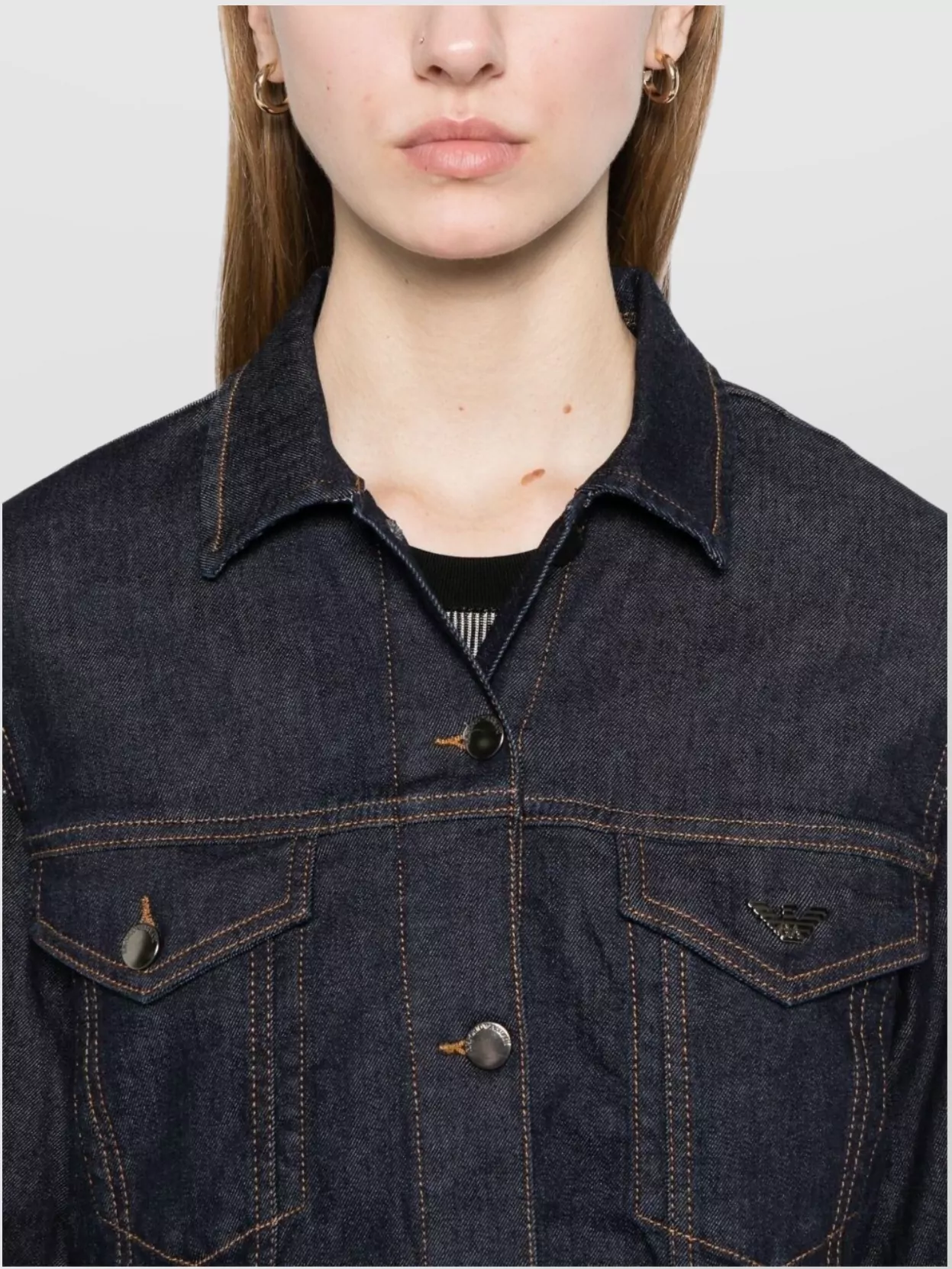 Emporio Armani Cotton Denim Jacket With Buttoned Cuffs