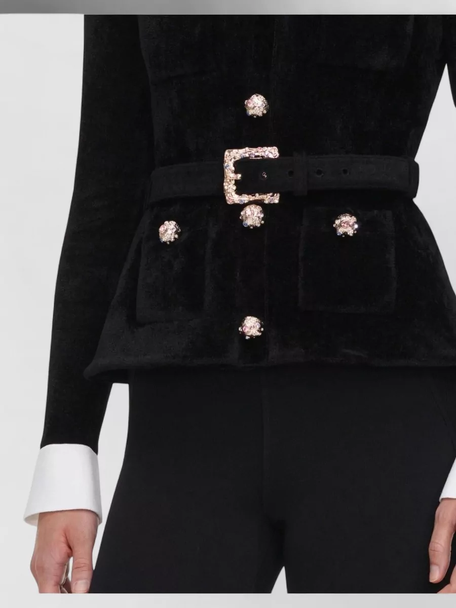 Self-Portrait Chenille Knit Fitted Jacket