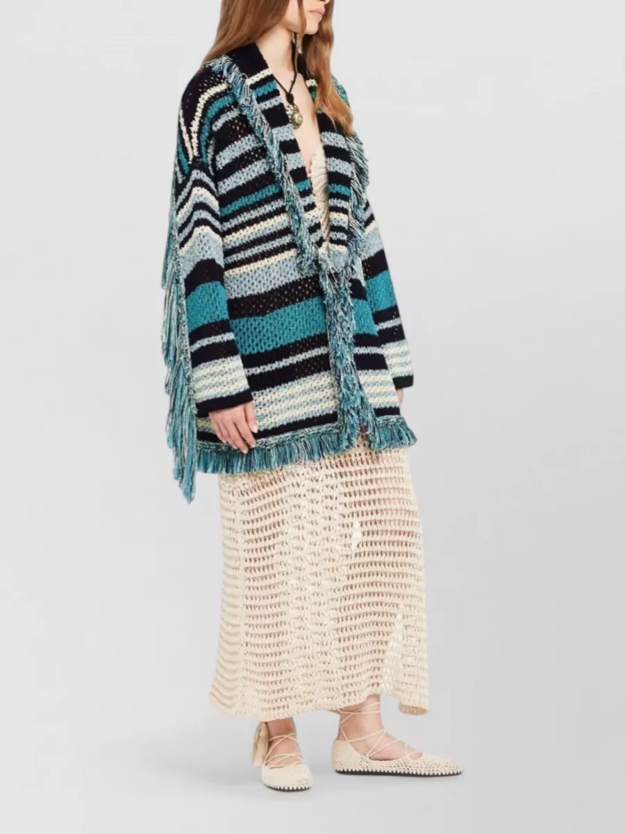 Alanui Striped Wool Belted Cardigan