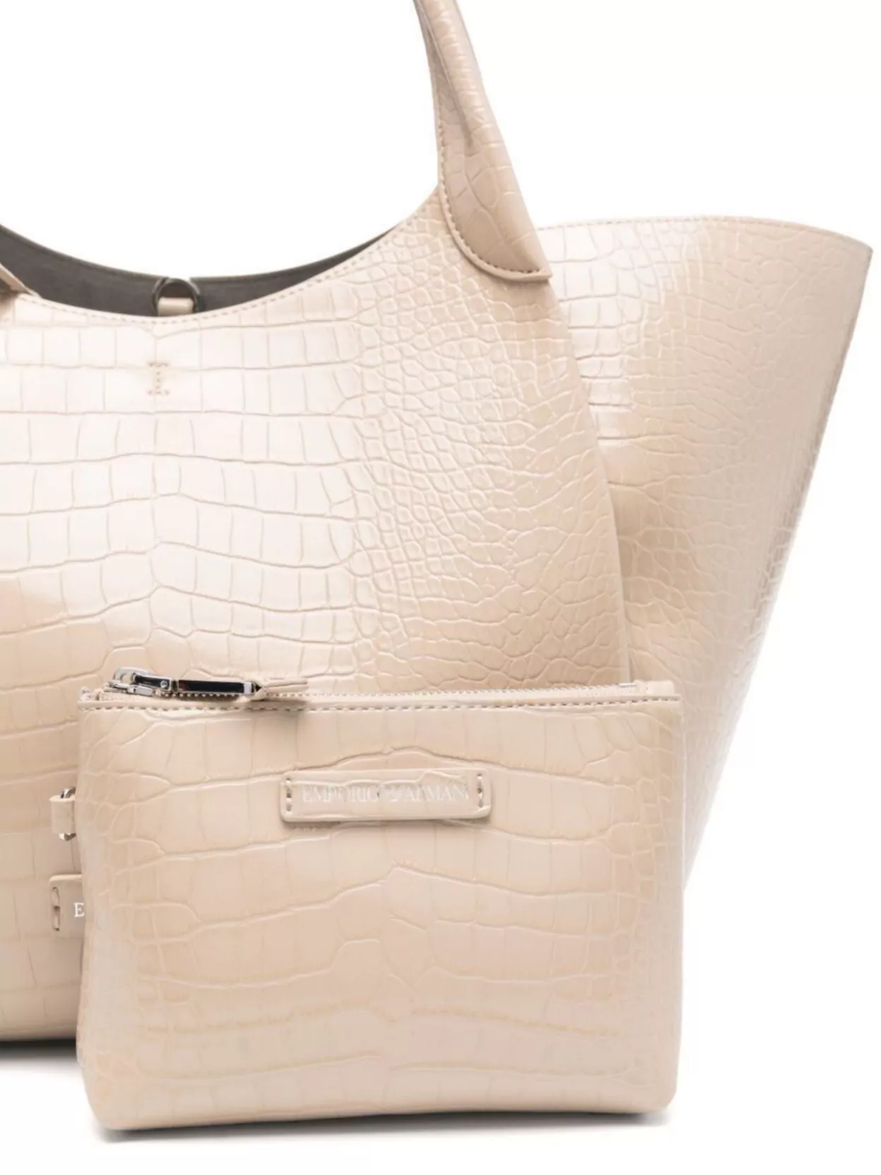 Emporio Armani Crocodile Effect Tote Bag With Top Handles