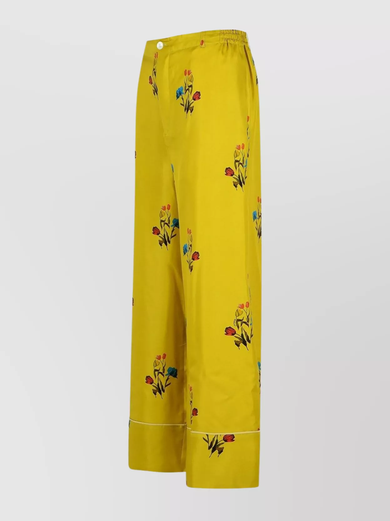 Marni Floral-print Elastic-waistband Straight Trousers In Yellow