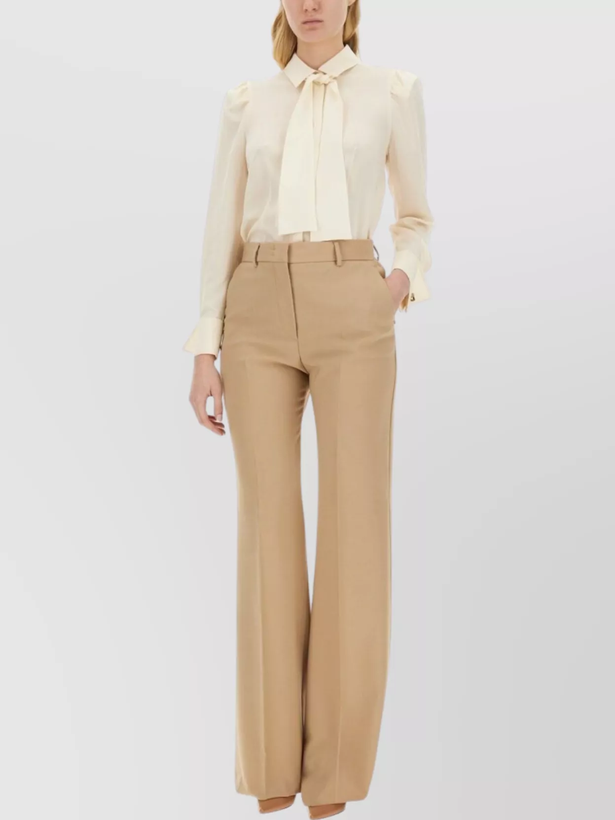 Max Mara Regular Fit Shirt With Bow Tie Detail In White