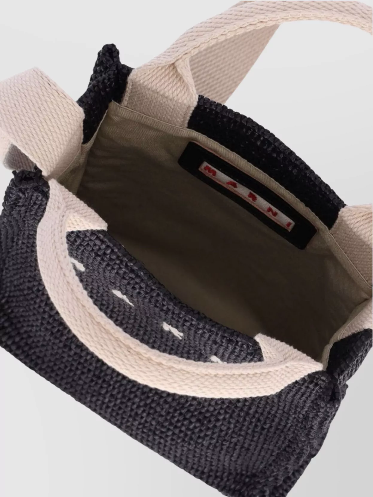 Marni Tote Bag With Contrast Handles And Woven Texture