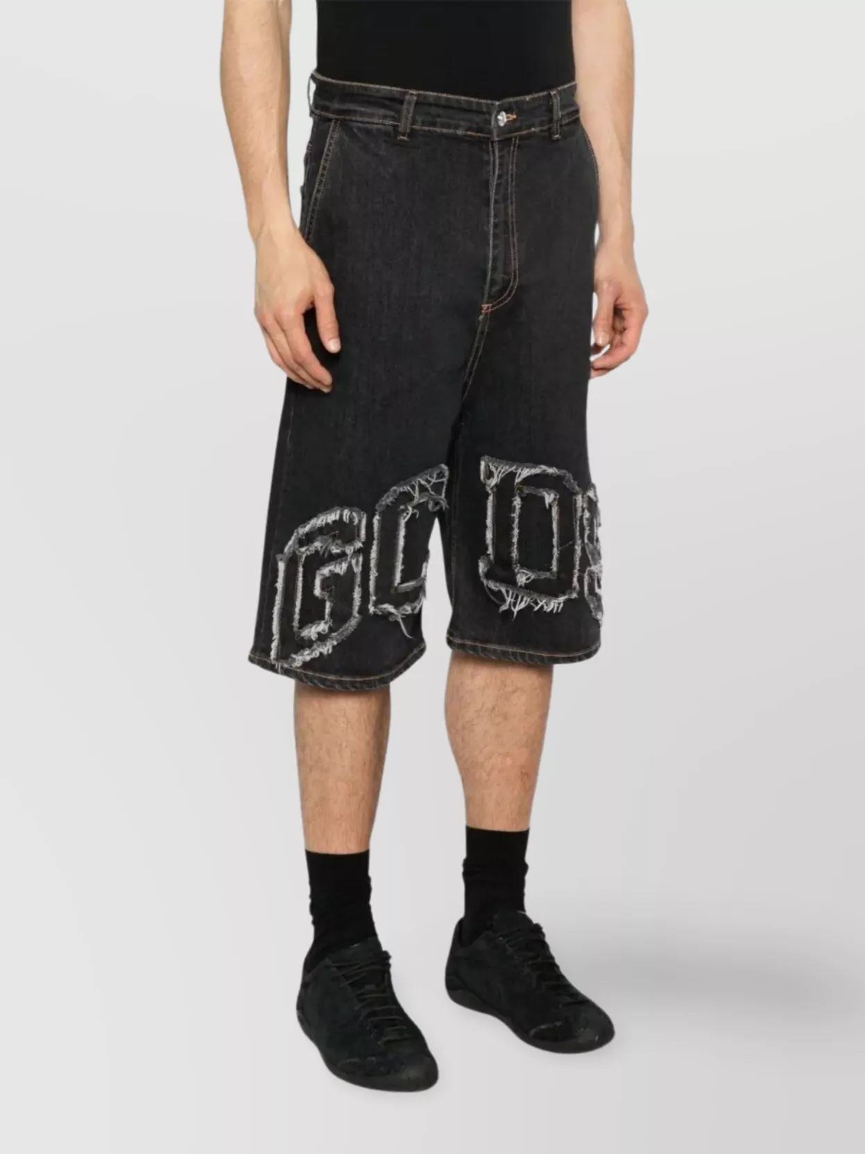 Gcds Logo Denim Wide Shorts