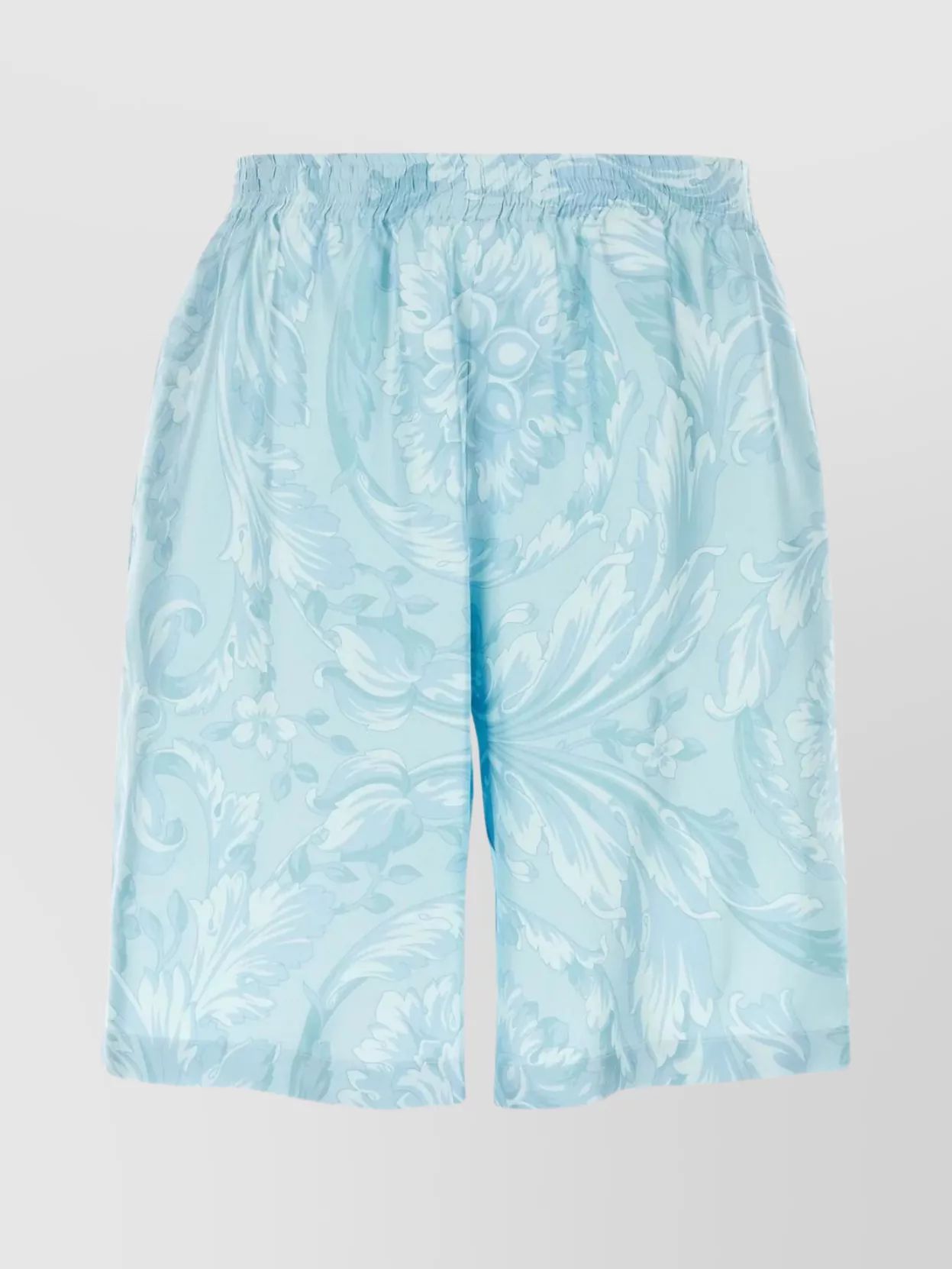 Shop Versace Baroque Print Silk Bermuda Shorts In Pastel