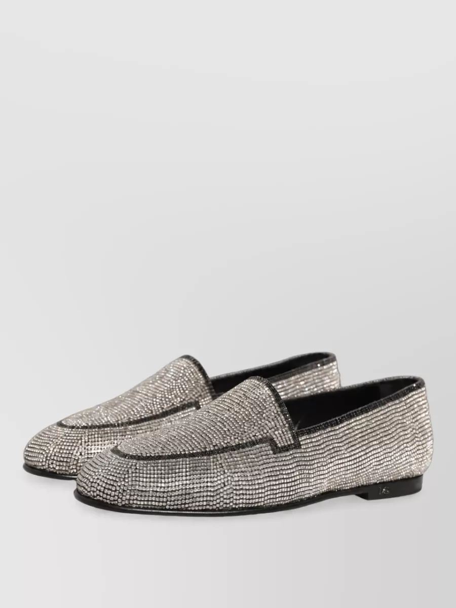 Dolce&Gabbana crystal-embellished leather slippers