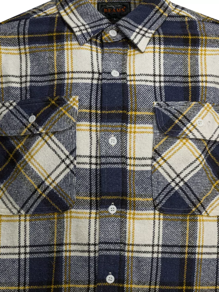 Beams Plus Long Sleeve Shirt Button Down Collar