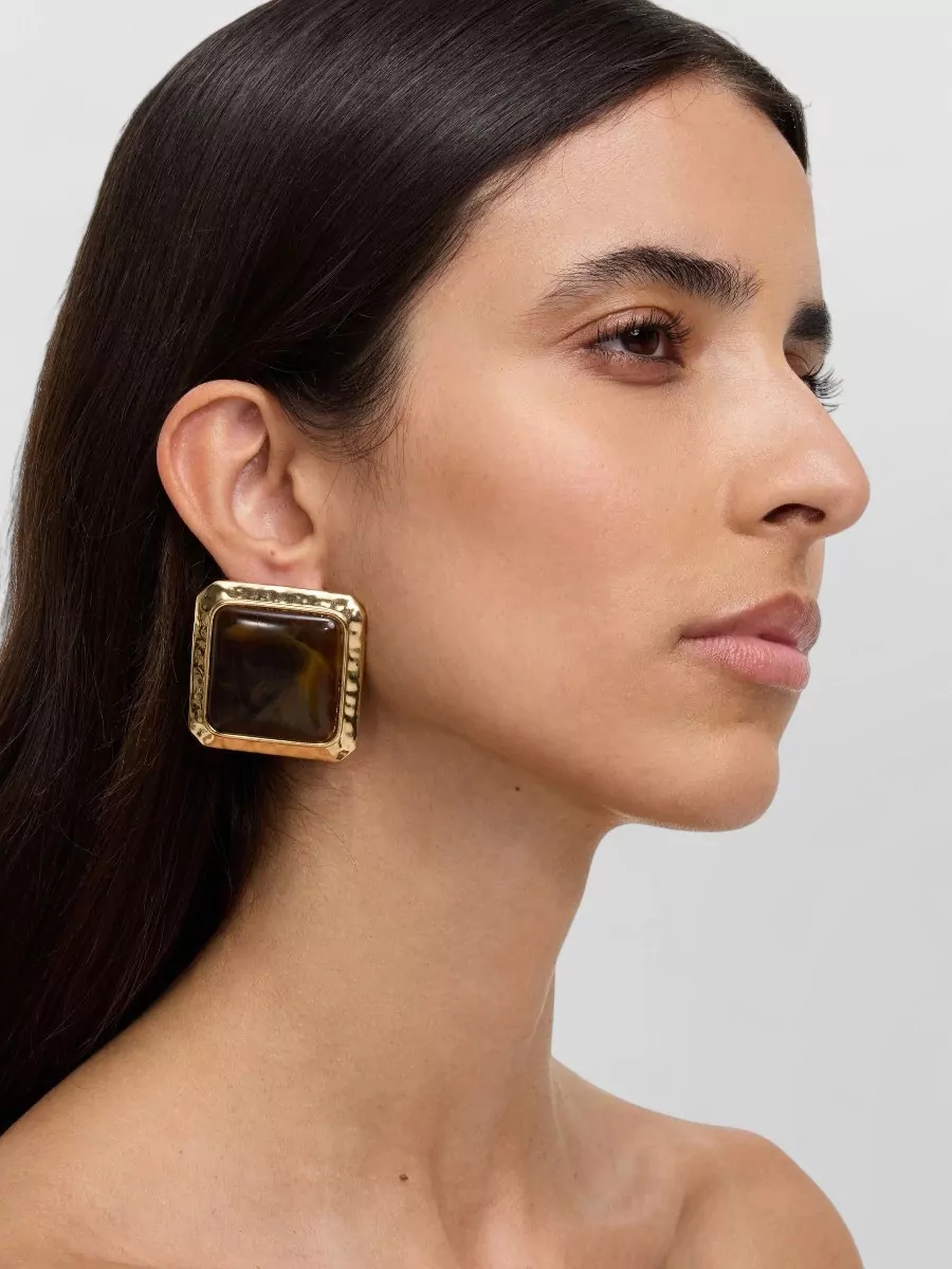 Self-Portrait Square Enamel Stud Earrings