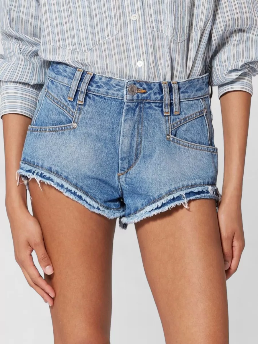 Isabel Marant Eneidala Denim Shorts Silk Nylon Blend
