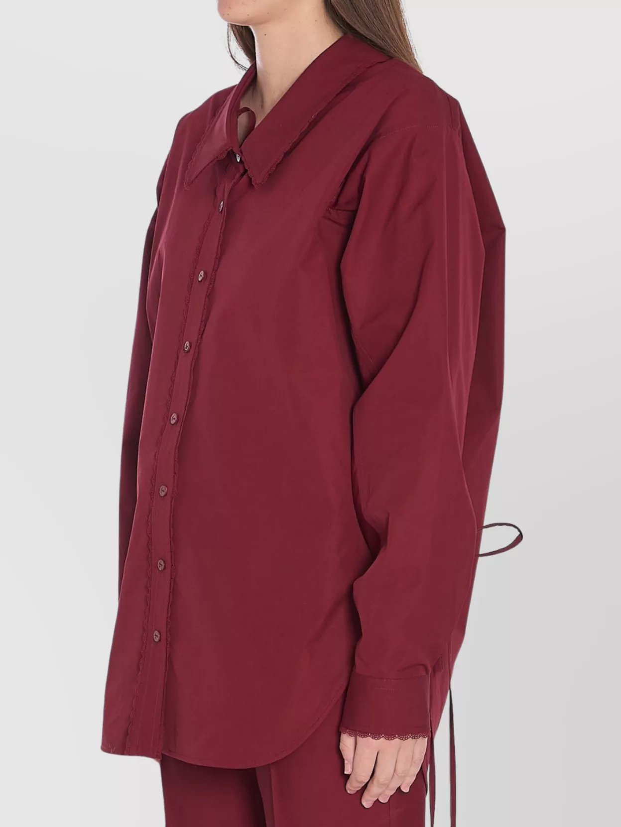 Gucci Curved Hem Shirt With Detachable Ties And Lace