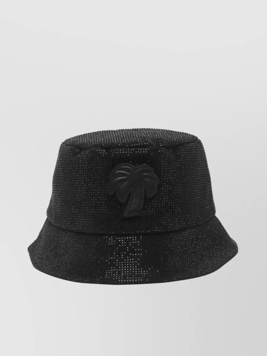 Shop Palm Angels Embellished Crown Logo Hat In Black