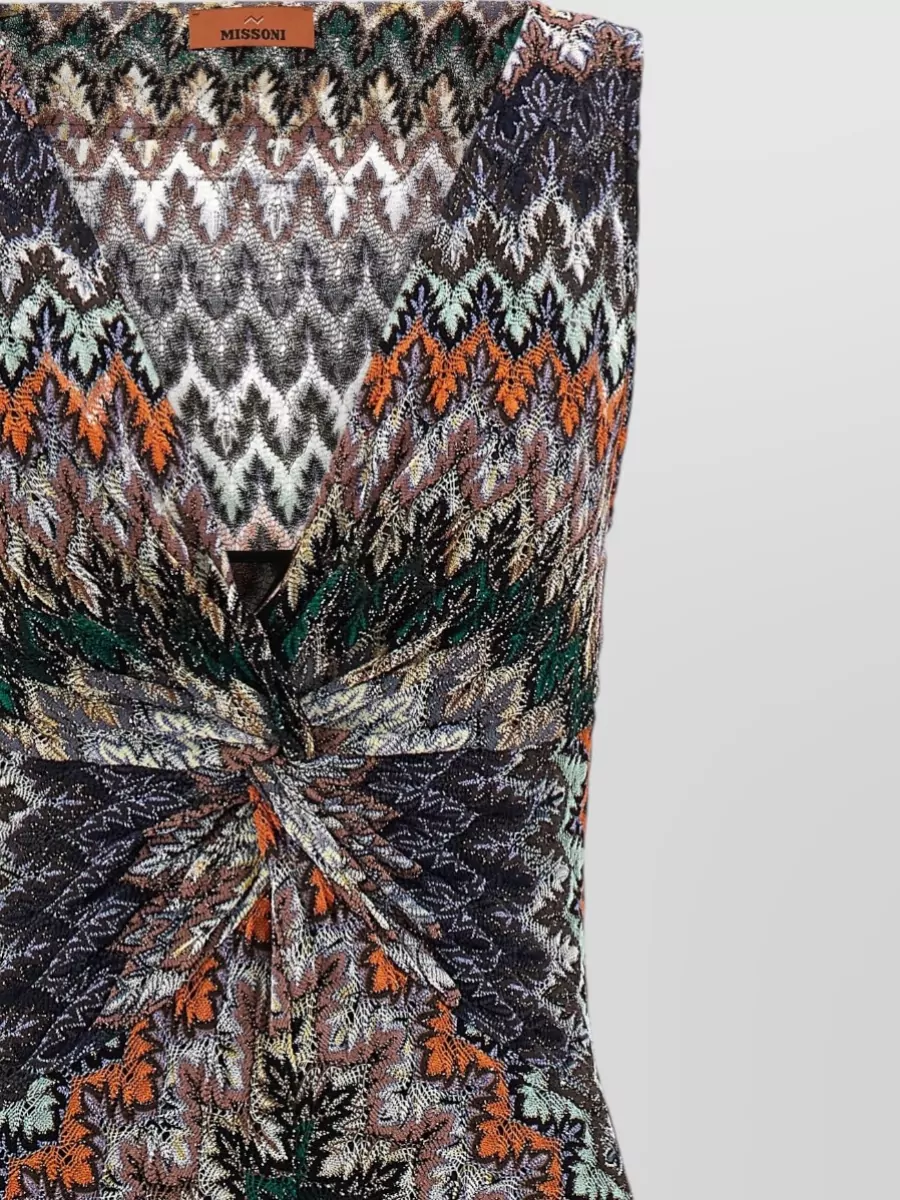 Missoni Metallic Zigzag Sleeveless V-Neck Maxi Dress