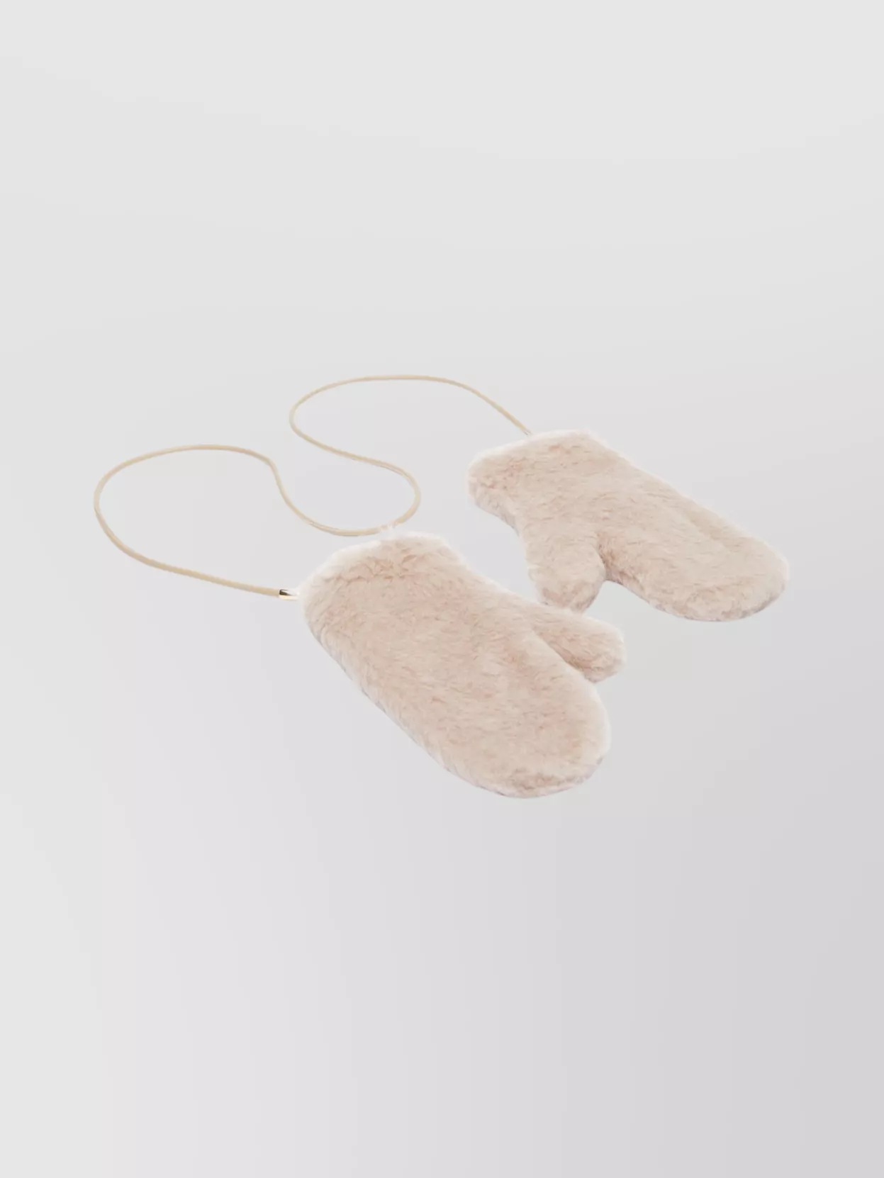 Max Mara Stringed Faux Fur Gloves In Neutral
