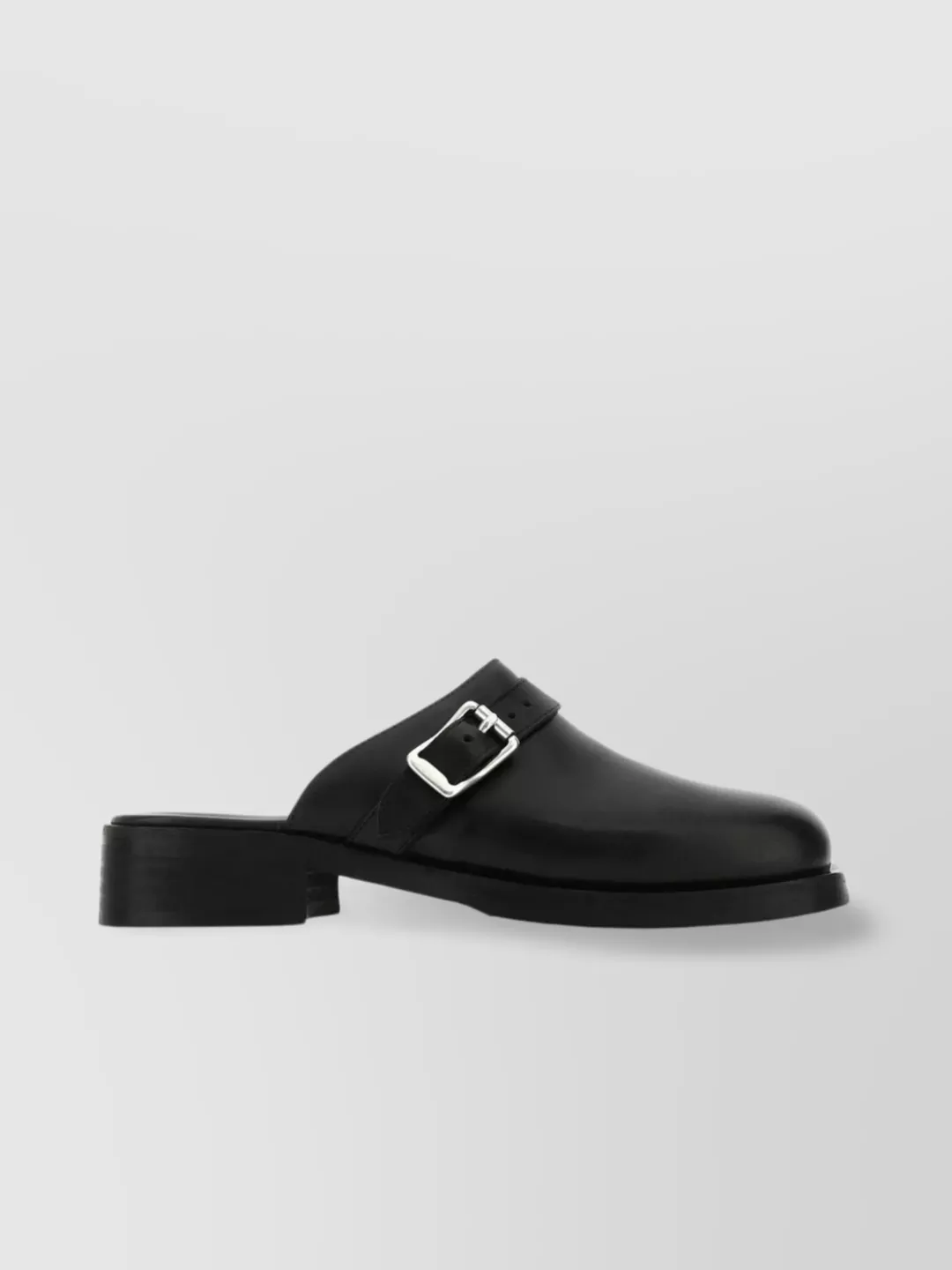 Shop Our Legacy Leather Slip-ons With Round Toe And Open Back In Black