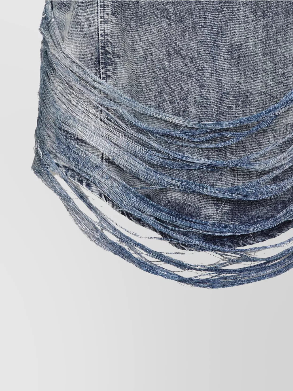 Shop Diesel Draped Denim Print Mini Dress With Frayed Detail