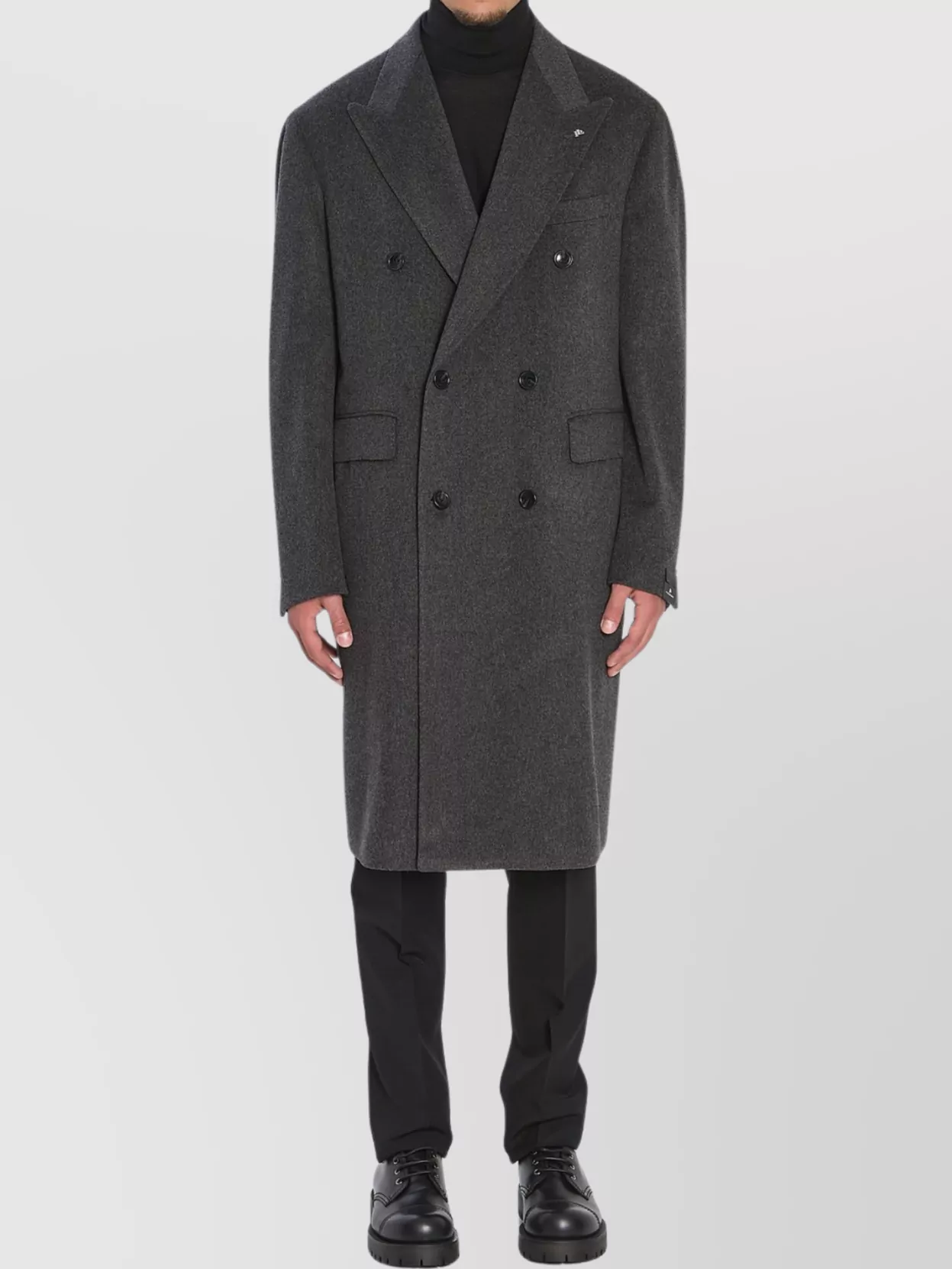 Tagliatore Double-breasted Coat Peak Lapels In Gray