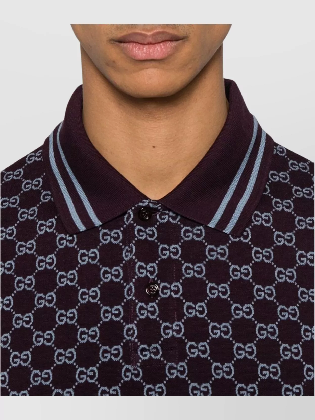 Gucci Logo Pattern Cotton Polo Shirt