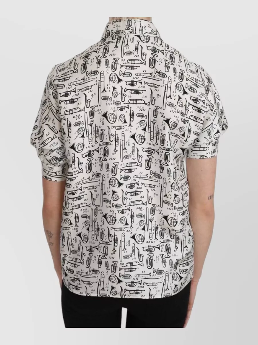 Dolce&Gabbana Silk Printed Short-Sleeve Shirt