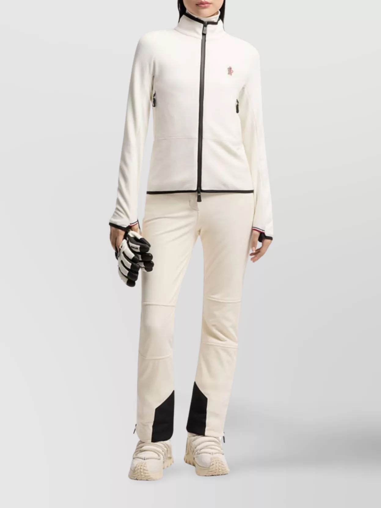 Moncler Fleece Sweatshirt With Zip And Pockets In White