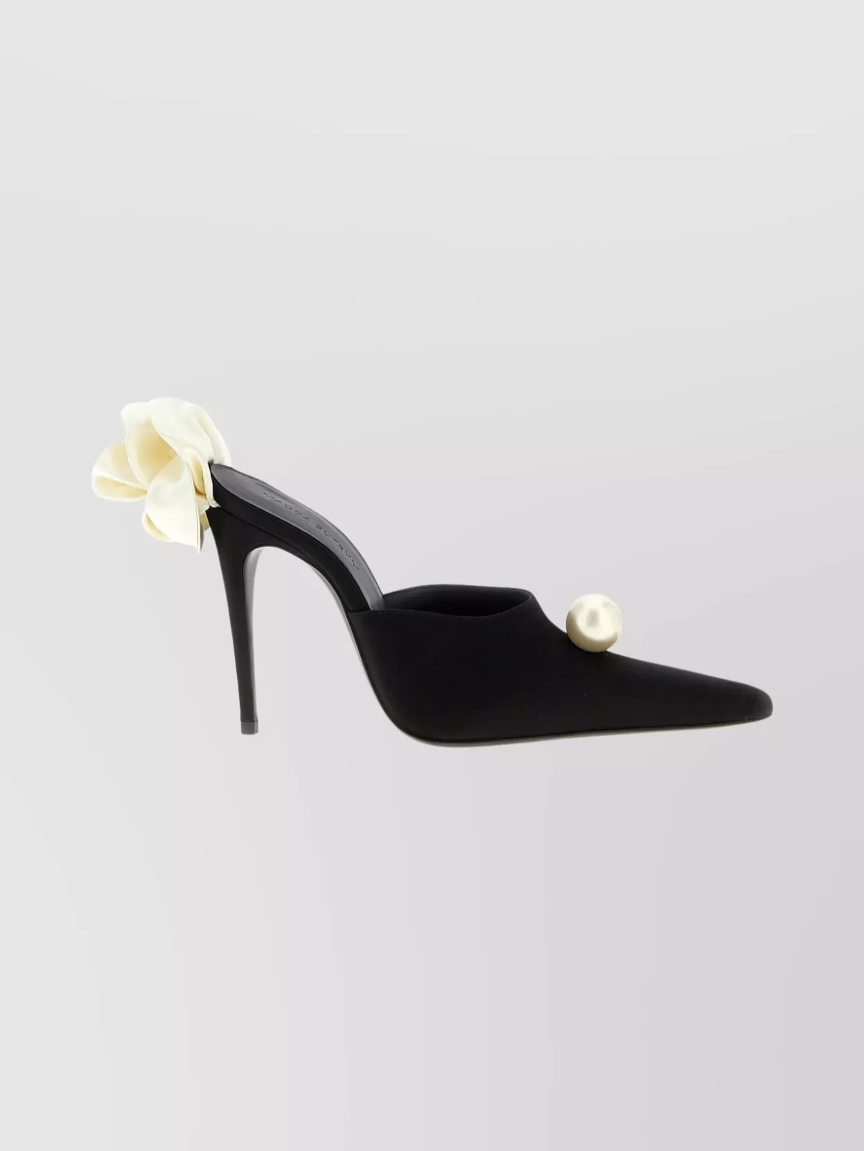 Magda Butrym Pearl Embellished Floral Pointed Toe Mules In Black