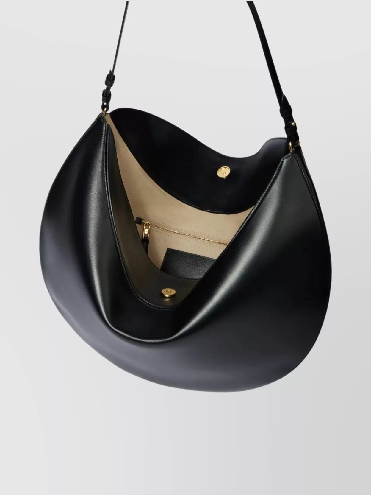 Jacquemus Curved Half-Moon Leather Shoulder Bag