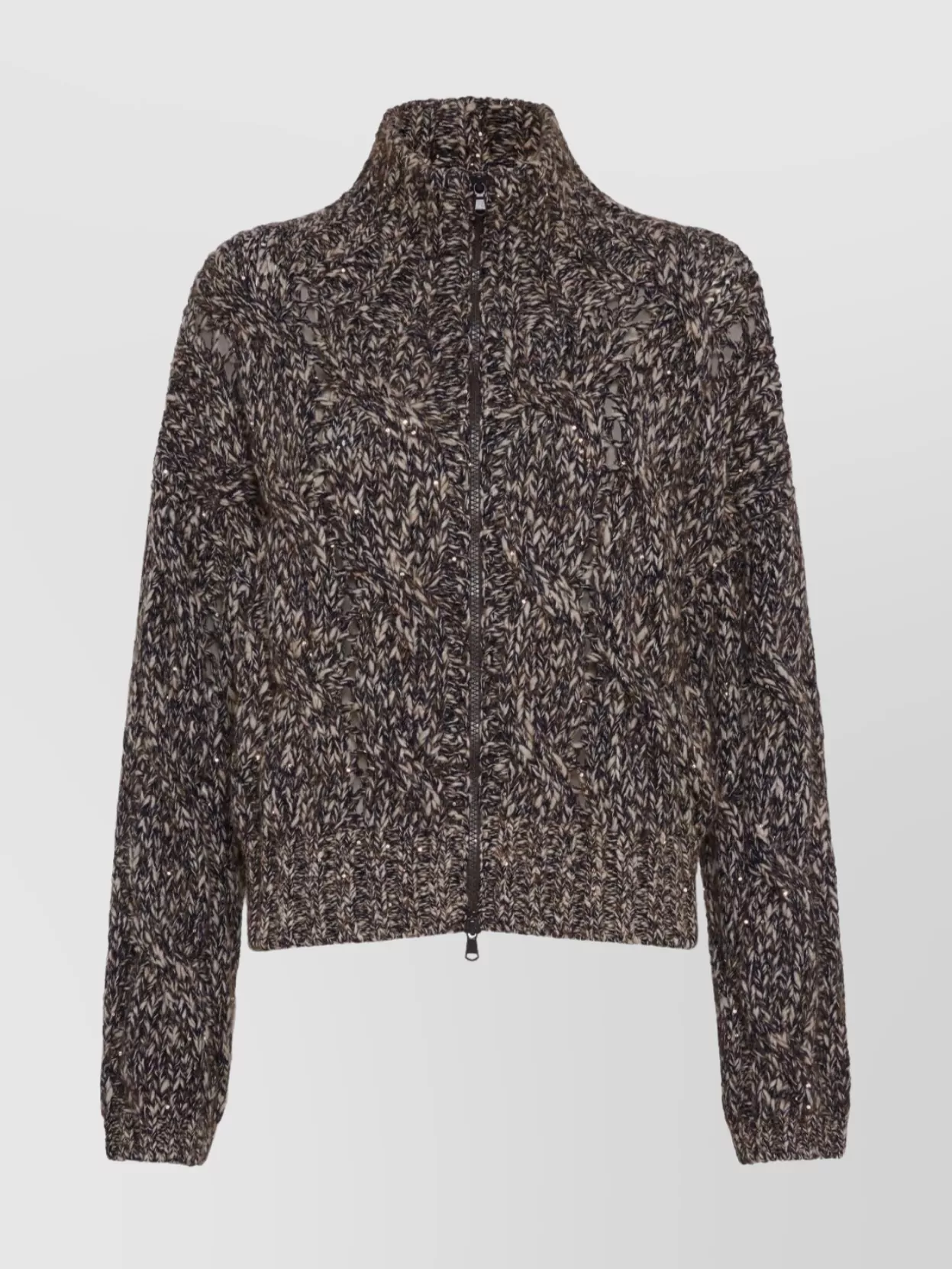 Brunello Cucinelli Braided Cardigan In Brown