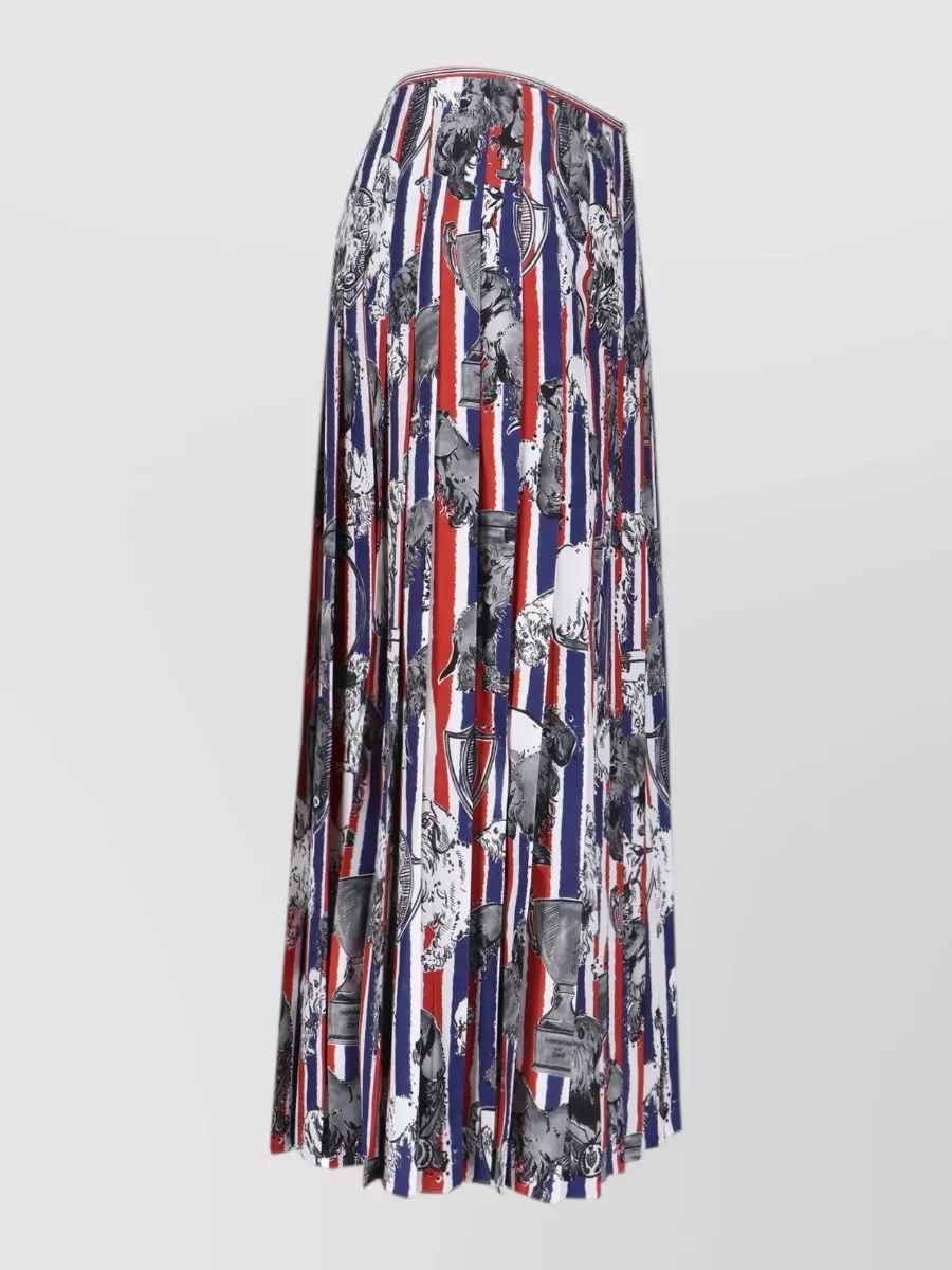 Thom Browne Silk High-Rise Pleated Maxi Skirt