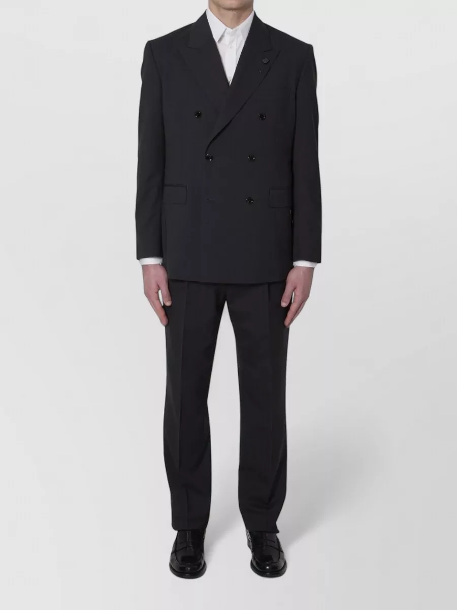 Lardini virgin wool twill double-breasted suit