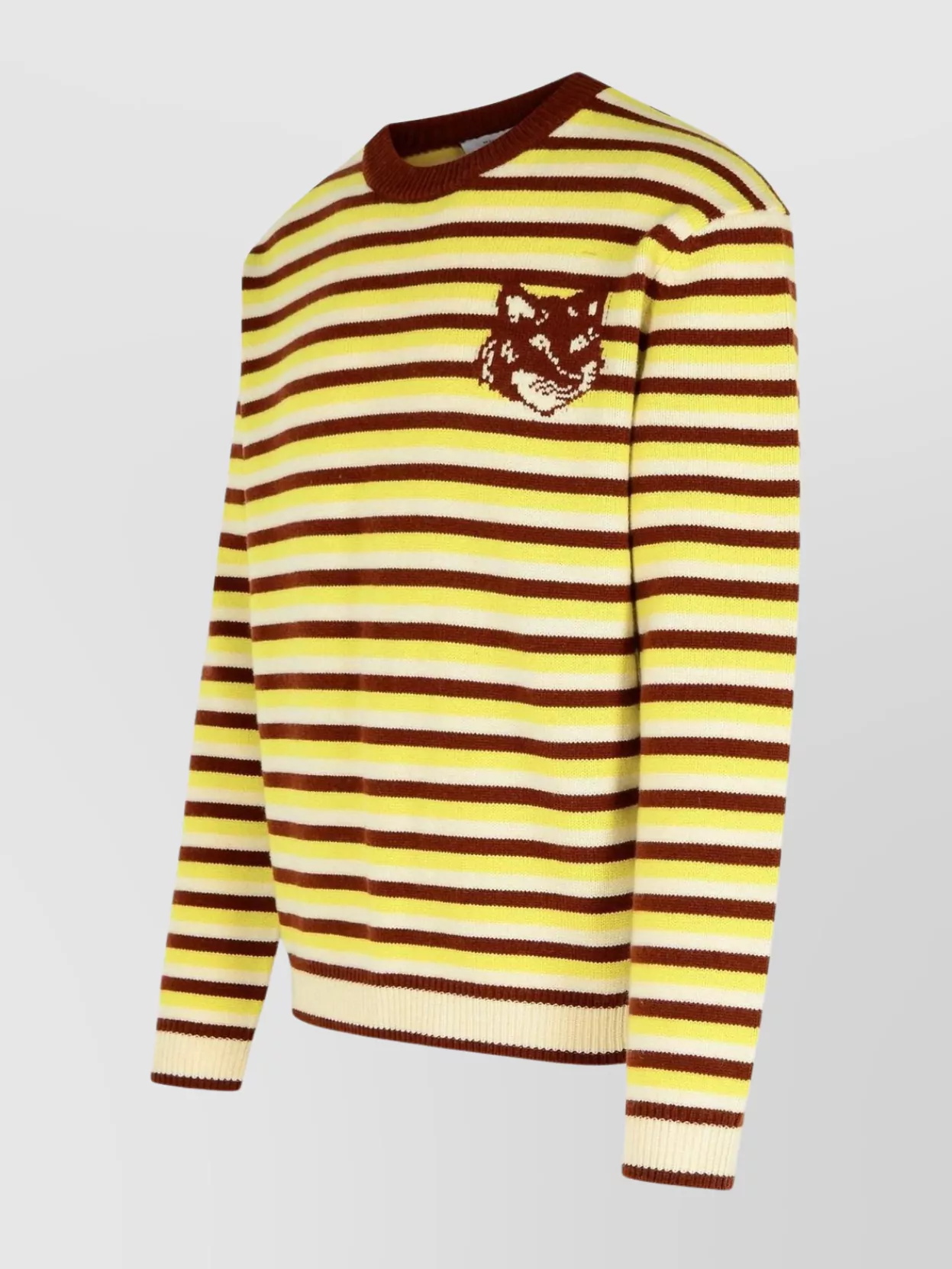 Shop Maison Kitsuné Wool Striped Crew Neck Sweater