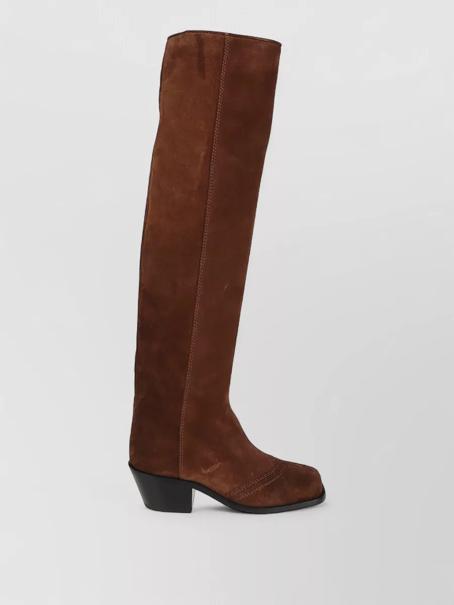 Ermanno Scervino Stretch Calfskin Knee Boot Brogue Detail