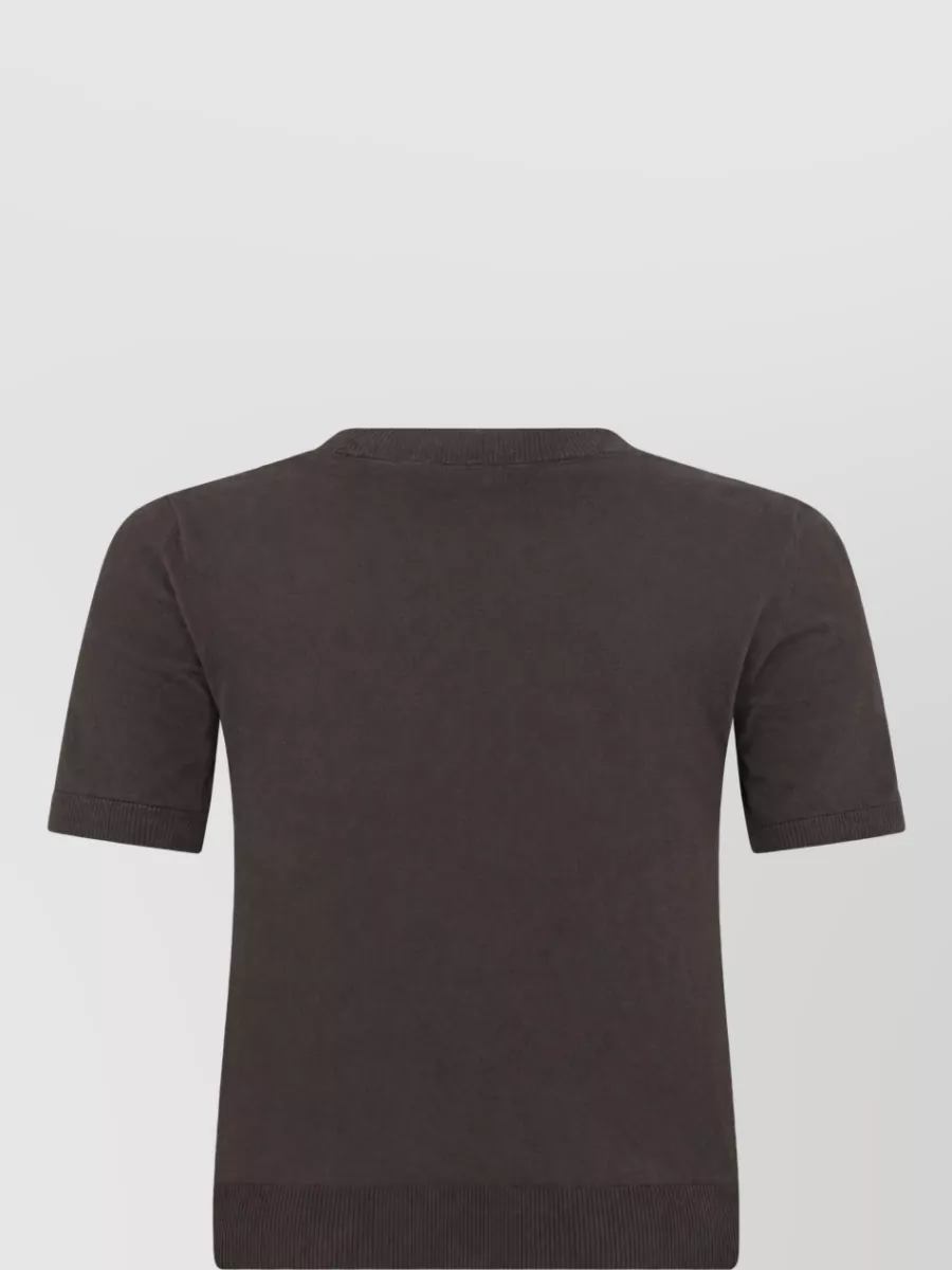 S Max Mara Silk-Blend Short-Sleeve Crew-Neck Sweater