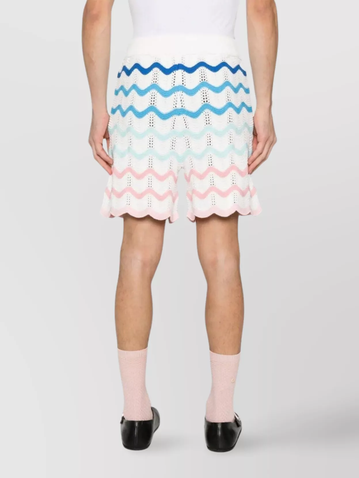 Casablanca Wave Multicolor Shorts With Logo Patch On The Front And All-over Striped Motif In Cotton Man