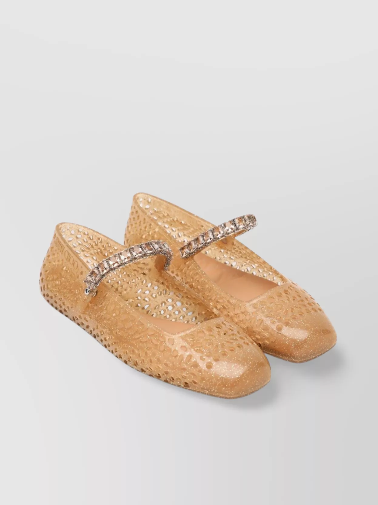 Jimmy Choo Crystal-embellished Cut-out Ballet Flats With Glitter Finish