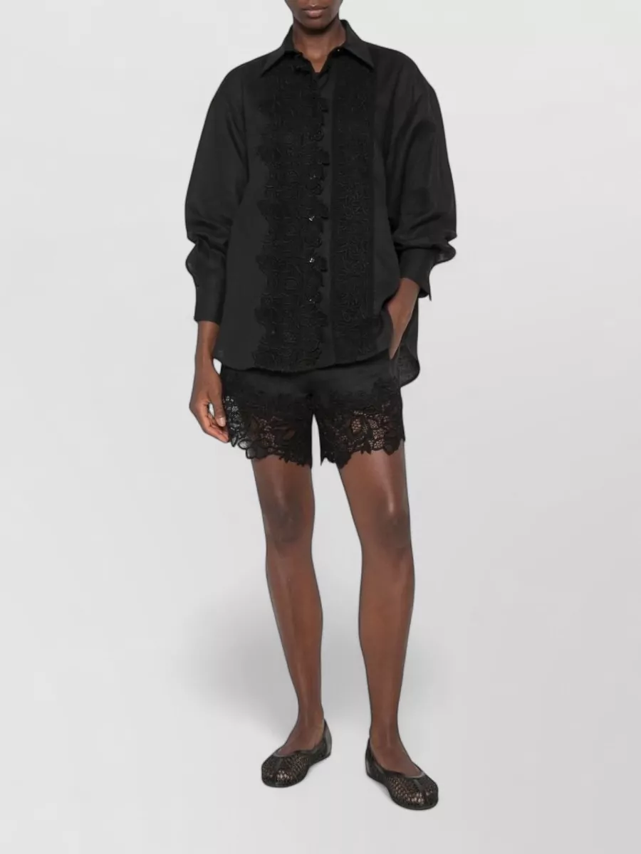 Ermanno Scervino Embroidered Linen Knee-Length Shorts