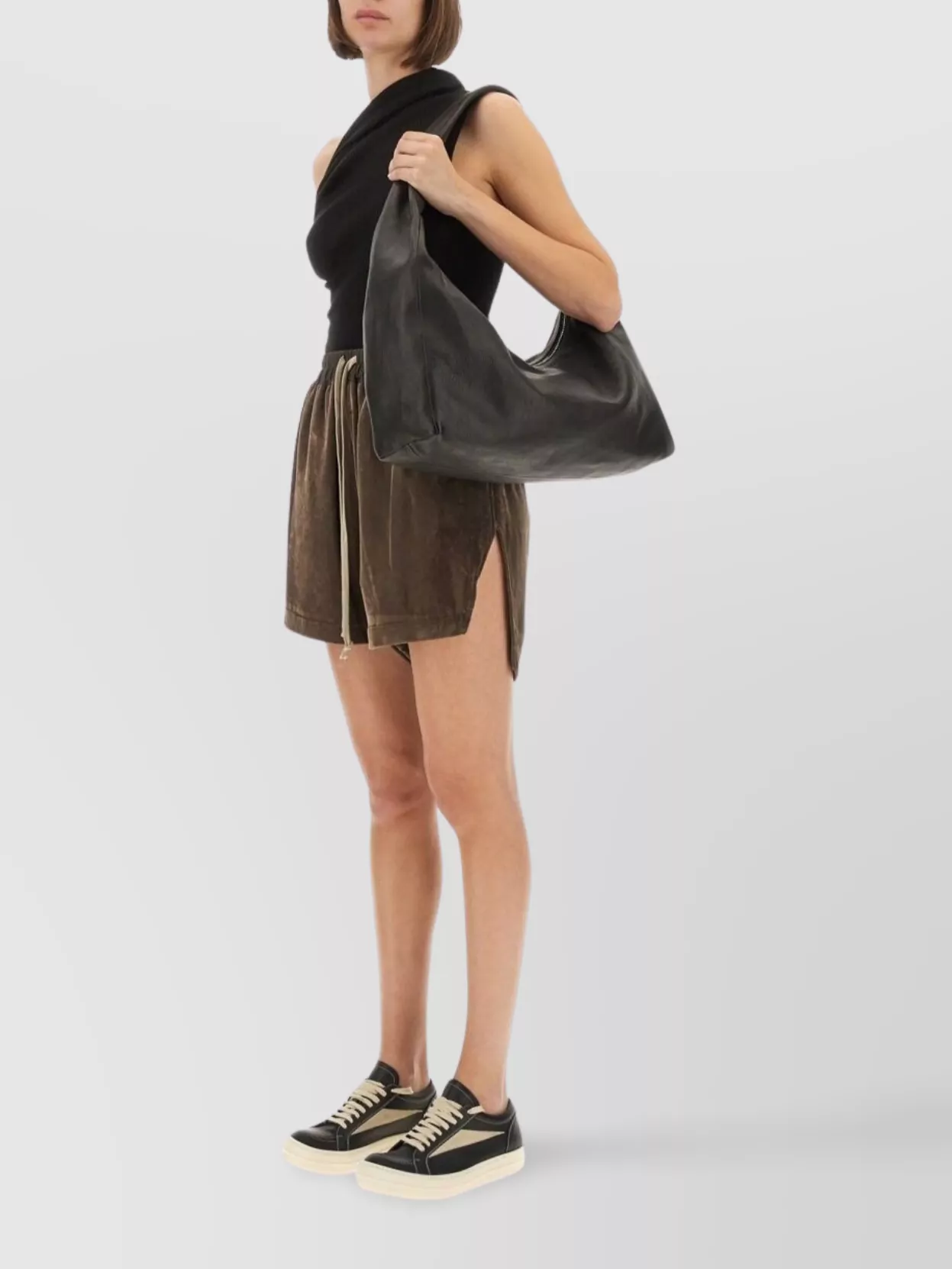 Rick Owens Velvet Texture Elastic Waistband Shorts