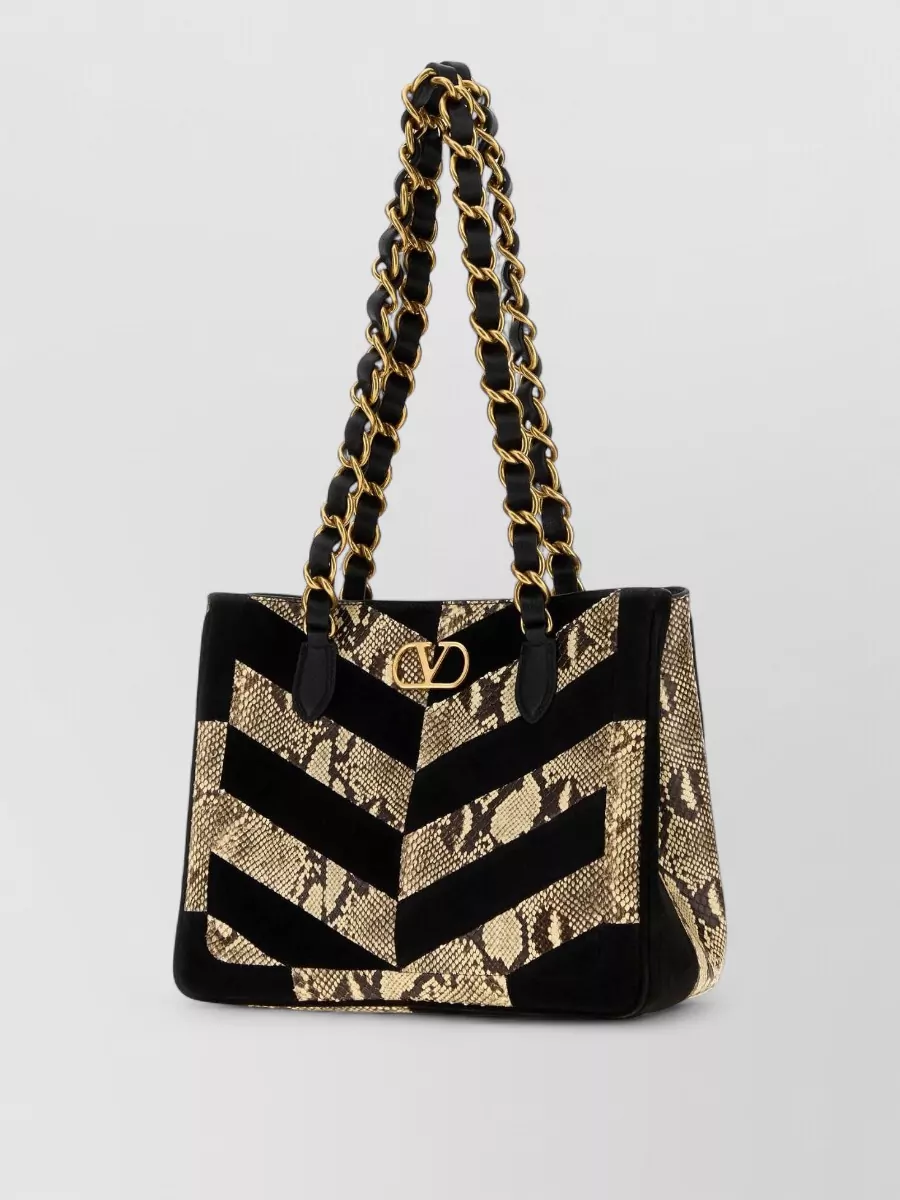 Valentino Garavani laseine leather and suede tote bag