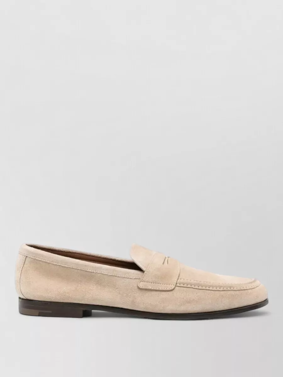 Church's Suede Loafers Round Toe Tonal Stitching