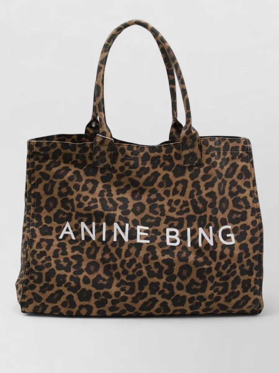 Anine Bing Leopard-Print Cotton Tote Bag